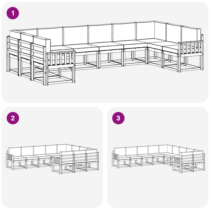 Set de canapele de exterior cu pernă 10 pcs Alb și Bej WALTI