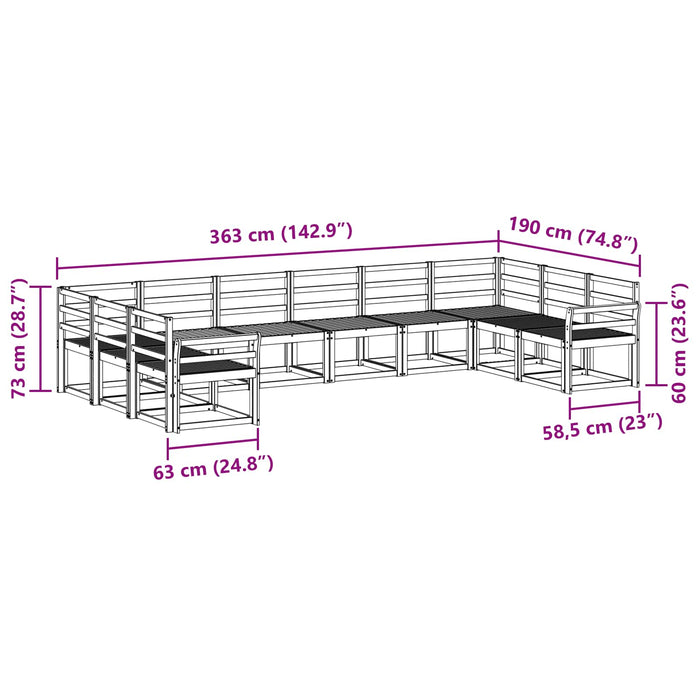 Set de canapele de exterior 10 pcs Alb Lemn Solid de Acacia WALTI