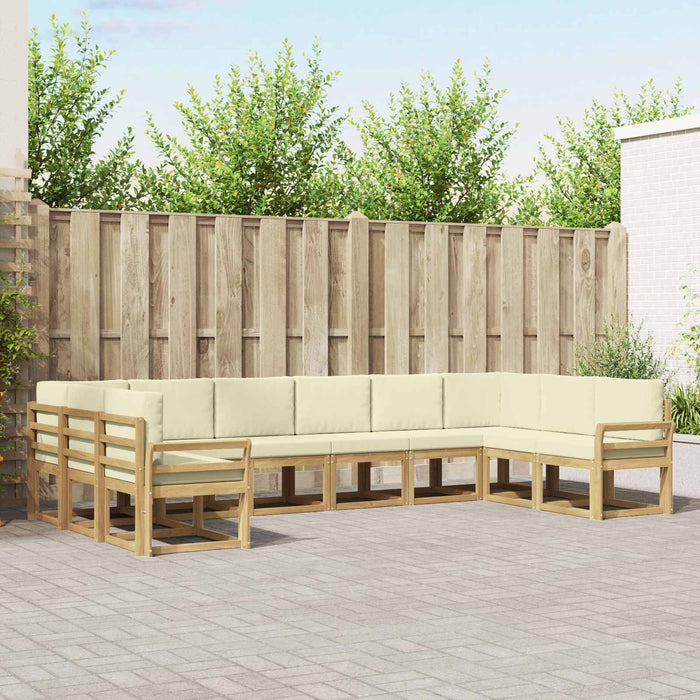 Set de canapele de exterior cu pernă 10 pcs Alb și crem WALTI