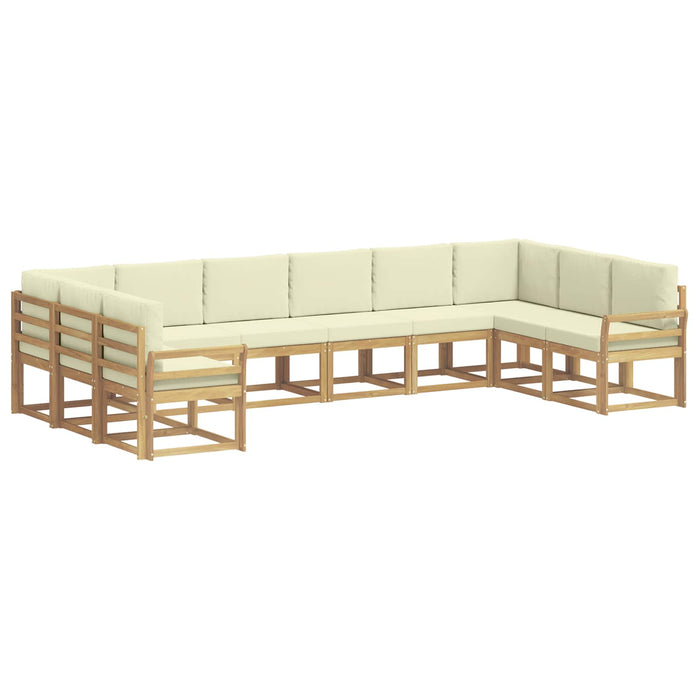 Set de canapele de exterior cu pernă 10 pcs Alb și crem WALTI