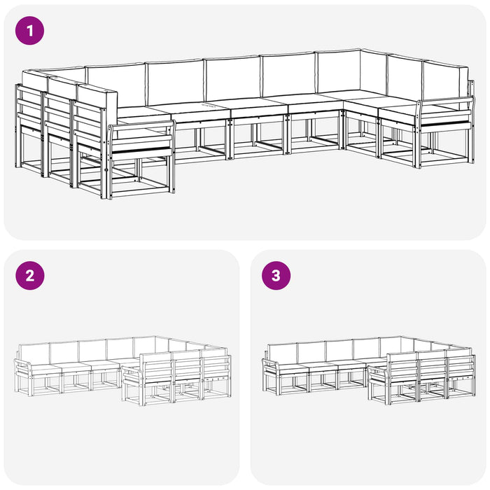 Set de canapele de exterior cu pernă 10 pcs Alb și crem WALTI