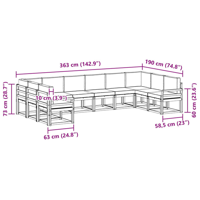 Set de canapele de exterior cu pernă 10 pcs Alb și antracit WALTI
