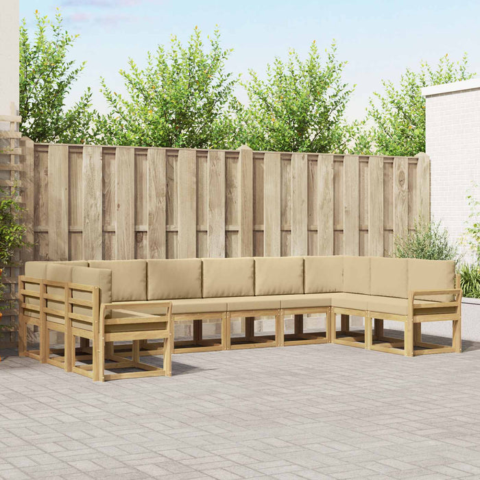 Set de canapele de exterior cu pernă 10 pcs Alb și Bej WALTI