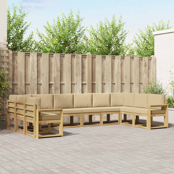 Set de canapele de exterior cu pernă 10 pcs Alb și Bej WALTI