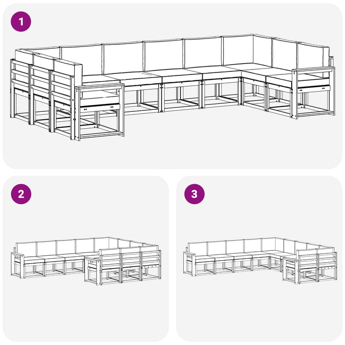 Set de canapele de exterior cu pernă 10 pcs Alb și Bej WALTI