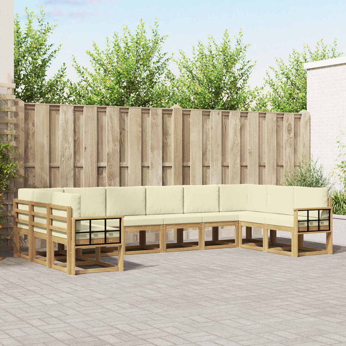 Set de canapele de exterior cu pernă 10 pcs Alb și crem WALTI