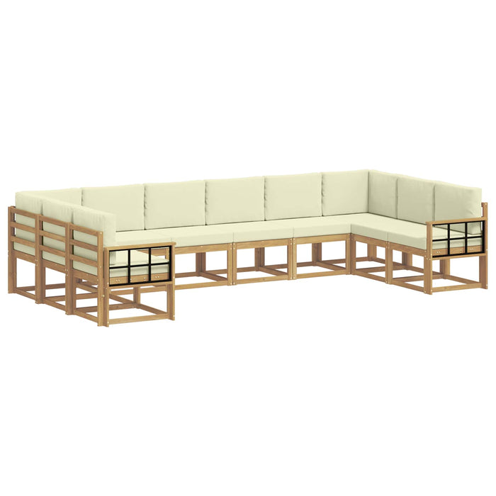 Set de canapele de exterior cu pernă 10 pcs Alb și crem WALTI