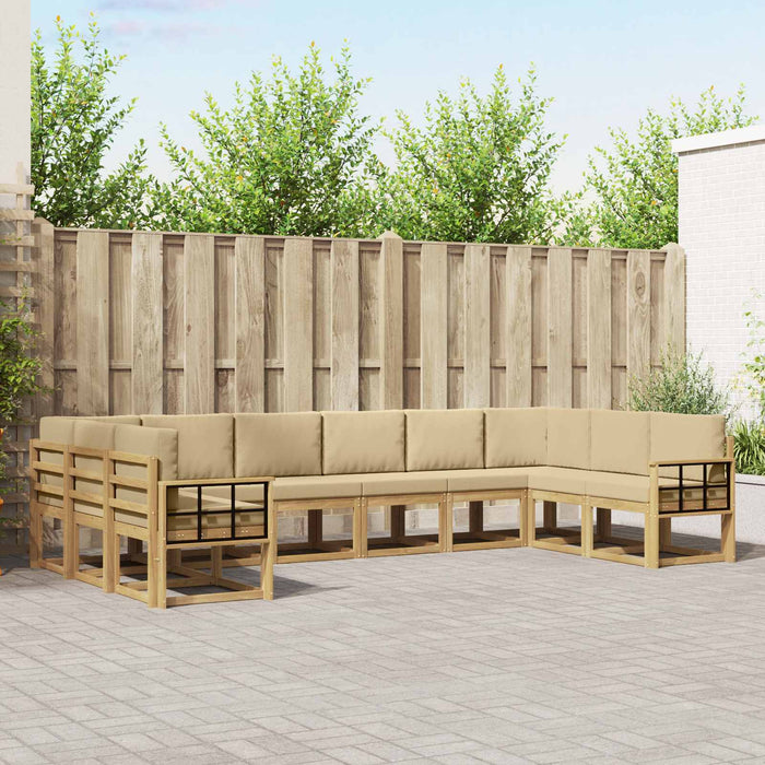 Set de canapele de exterior cu pernă 10 pcs Alb și Bej WALTI