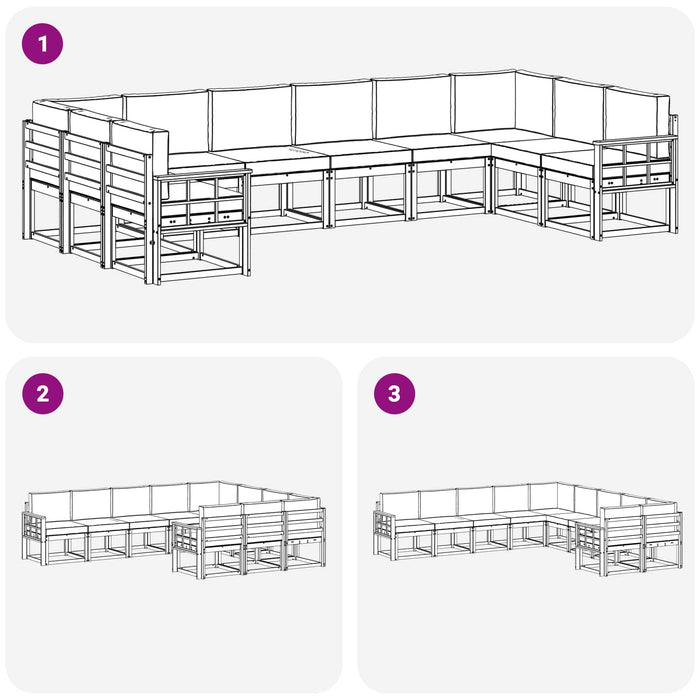Set de canapele de exterior cu pernă 10 pcs Alb și Bej WALTI