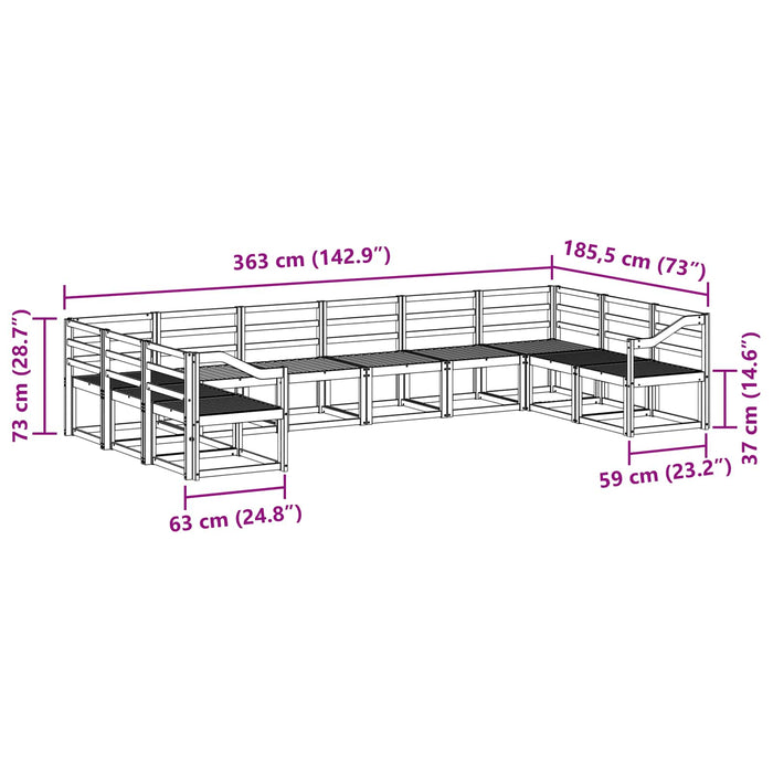 Set de canapele de exterior 10 pcs Alb Lemn Solid de Acacia WALTI