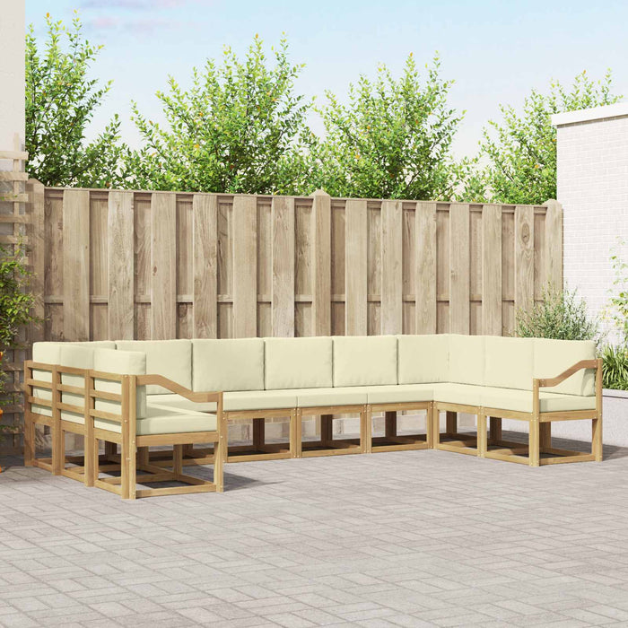 Set de canapele de exterior cu pernă 10 pcs Alb și crem WALTI