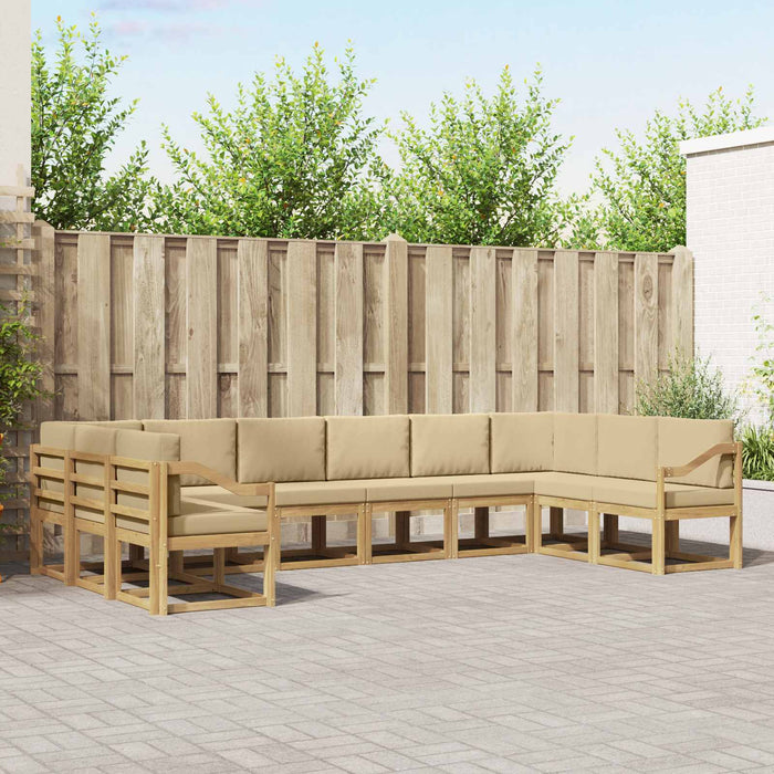 Set de canapele de exterior cu pernă 10 pcs Alb și Bej WALTI