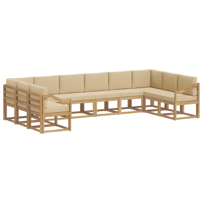 Set de canapele de exterior cu pernă 10 pcs Alb și Bej WALTI