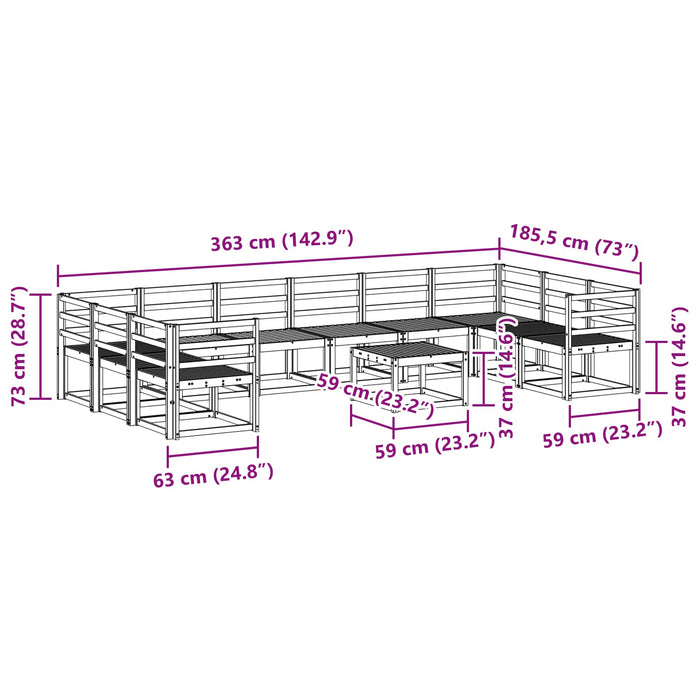 Set de canapele de exterior 11 pcs Alb Lemn Solid de Acacia WALTI
