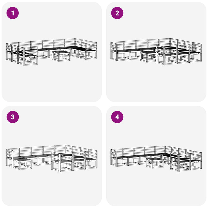 Set de canapele de exterior 11 pcs Alb Lemn Solid de Acacia WALTI