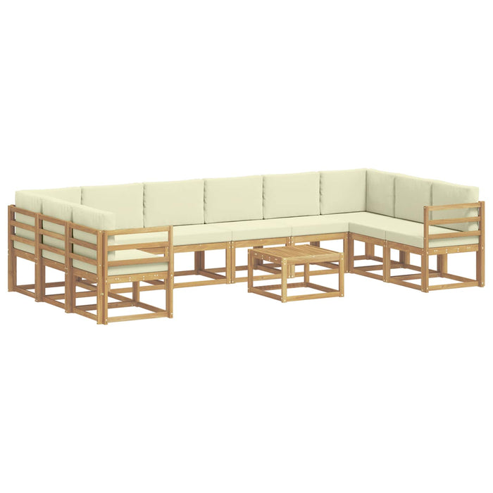 Set de canapele de exterior cu pernă 11 pcs Alb și crem WALTI