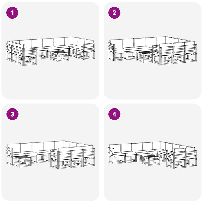 Set de canapele de exterior cu pernă 11 pcs Alb și crem WALTI