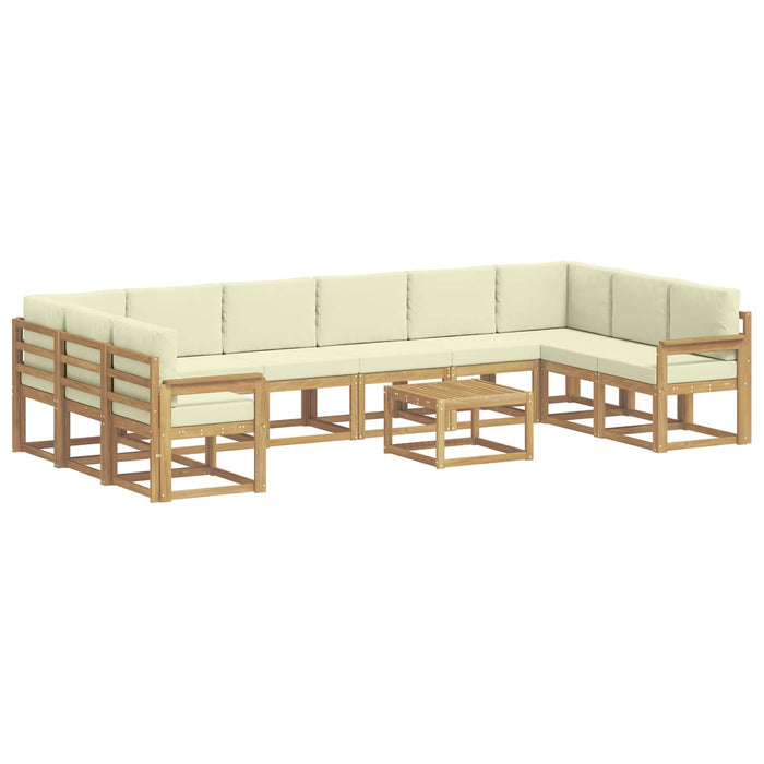 Set de canapele de exterior cu pernă 11 pcs Alb și crem WALTI