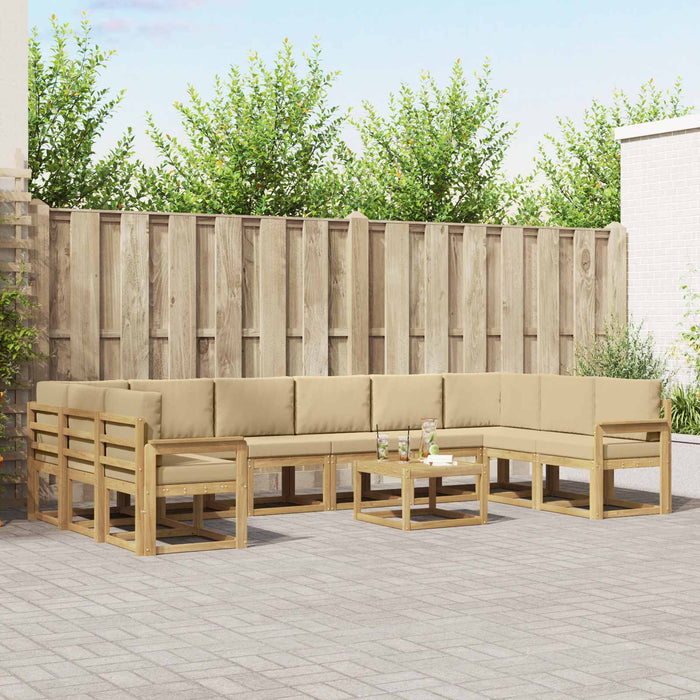 Set de canapele de exterior cu pernă 11 pcs Alb și Bej WALTI