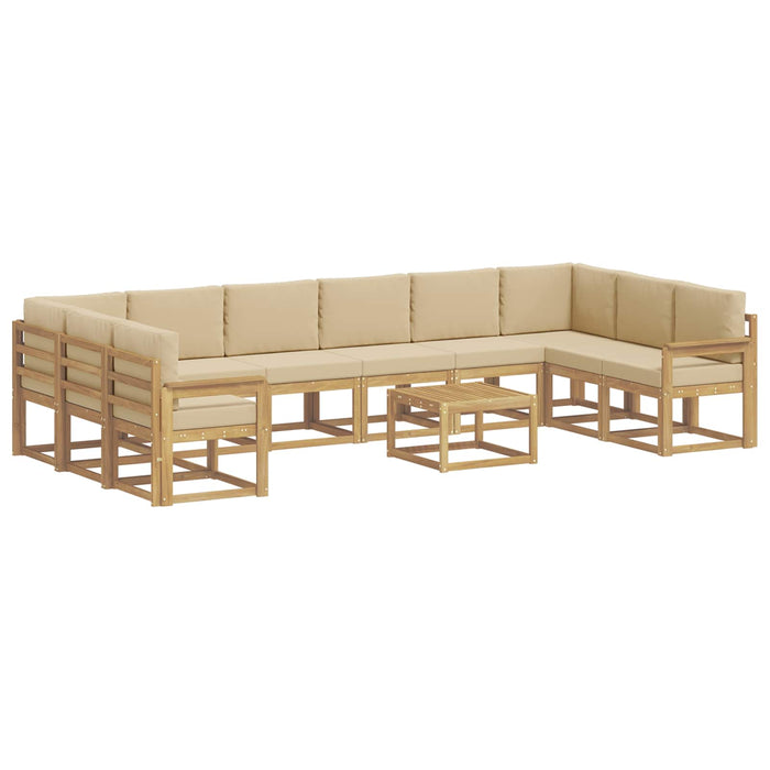 Set de canapele de exterior cu pernă 11 pcs Alb și Bej WALTI