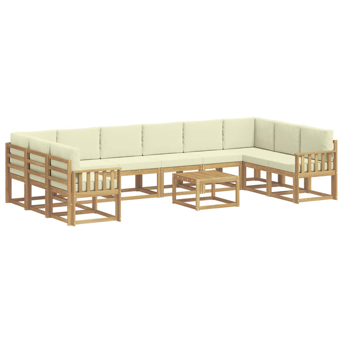 Set de canapele de exterior cu pernă 11 pcs Alb și crem WALTI