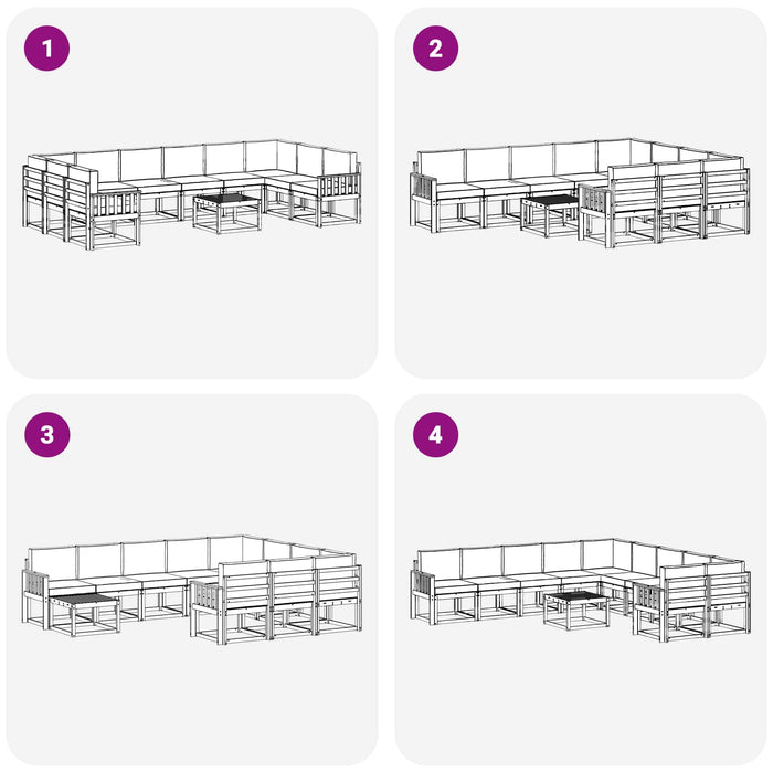 Set de canapele de exterior cu pernă 11 pcs Alb și crem WALTI