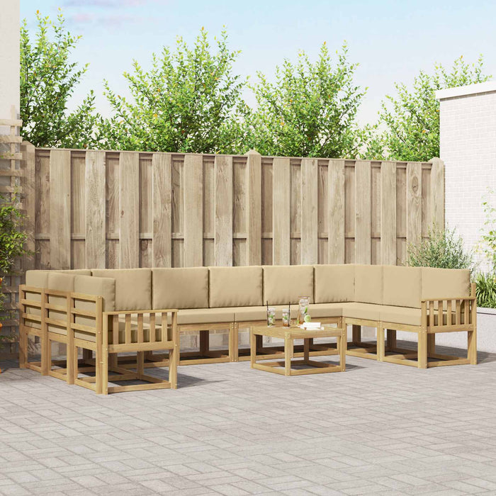 Set de canapele de exterior cu pernă 11 pcs Alb și Bej WALTI