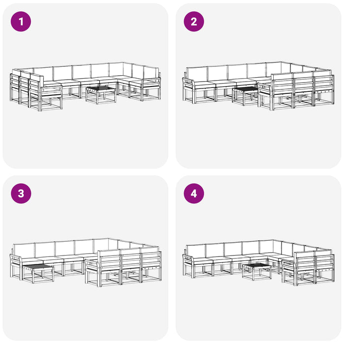 Set de canapele de exterior cu pernă 11 pcs Alb și antracit WALTI