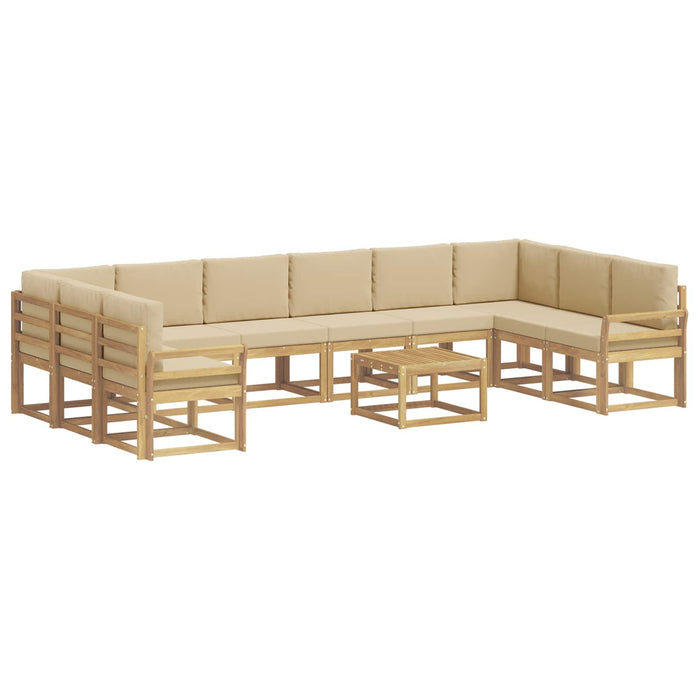 Set de canapele de exterior cu pernă 11 pcs Alb și Bej WALTI