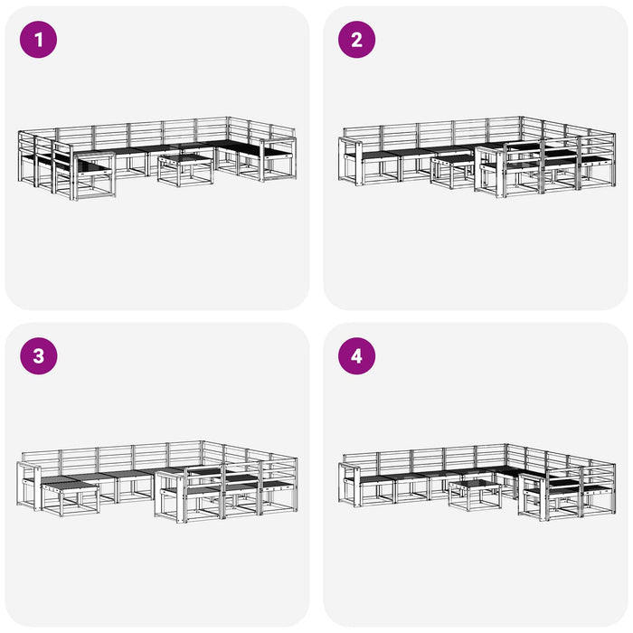 Set de canapele de exterior 11 pcs Alb Lemn Solid de Acacia WALTI