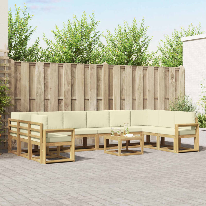 Set de canapele de exterior cu pernă 11 pcs Alb și crem WALTI