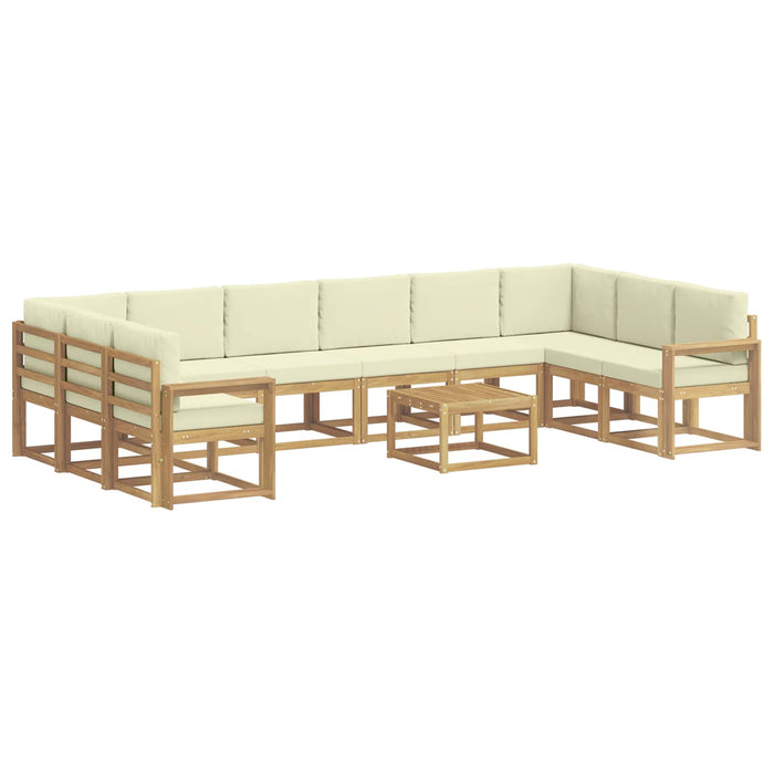 Set de canapele de exterior cu pernă 11 pcs Alb și crem WALTI
