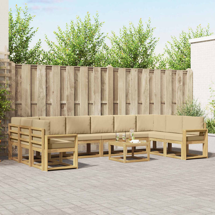 Set de canapele de exterior cu pernă 11 pcs Alb și Bej WALTI