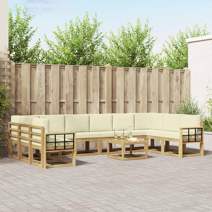 Set de canapele de exterior cu pernă 11 pcs Alb și crem WALTI