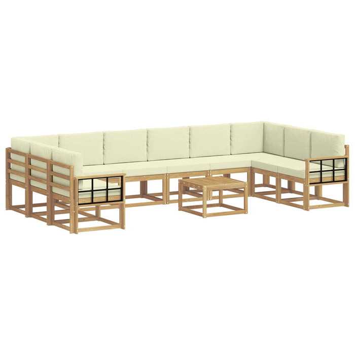 Set de canapele de exterior cu pernă 11 pcs Alb și crem WALTI
