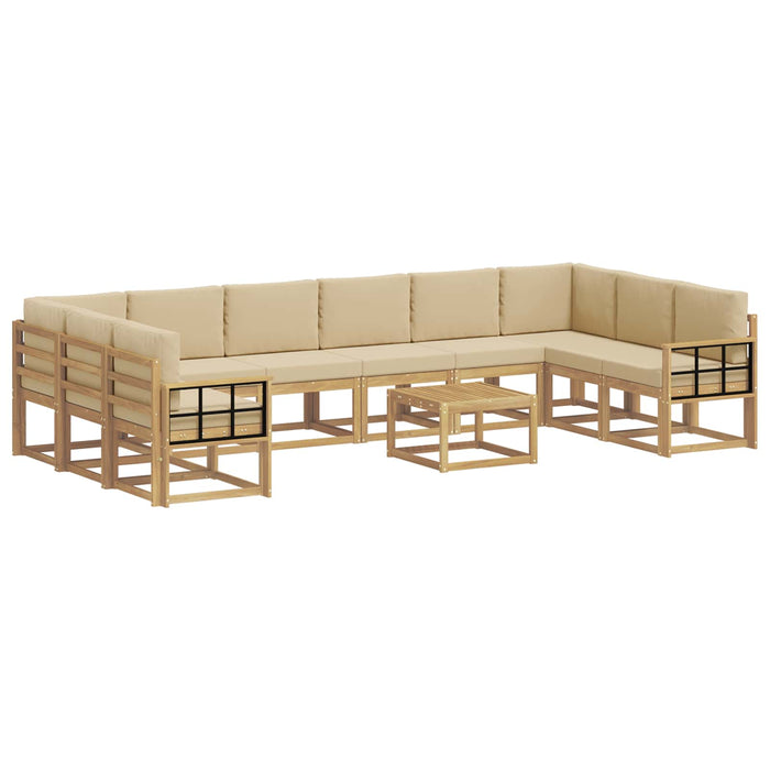 Set de canapele de exterior cu pernă 11 pcs Alb și Bej WALTI