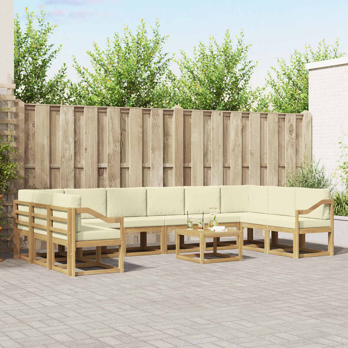 Set de canapele de exterior cu pernă 11 pcs Alb și crem WALTI