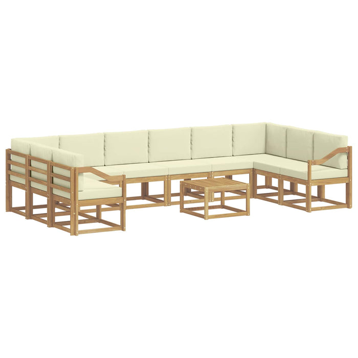 Set de canapele de exterior cu pernă 11 pcs Alb și crem WALTI