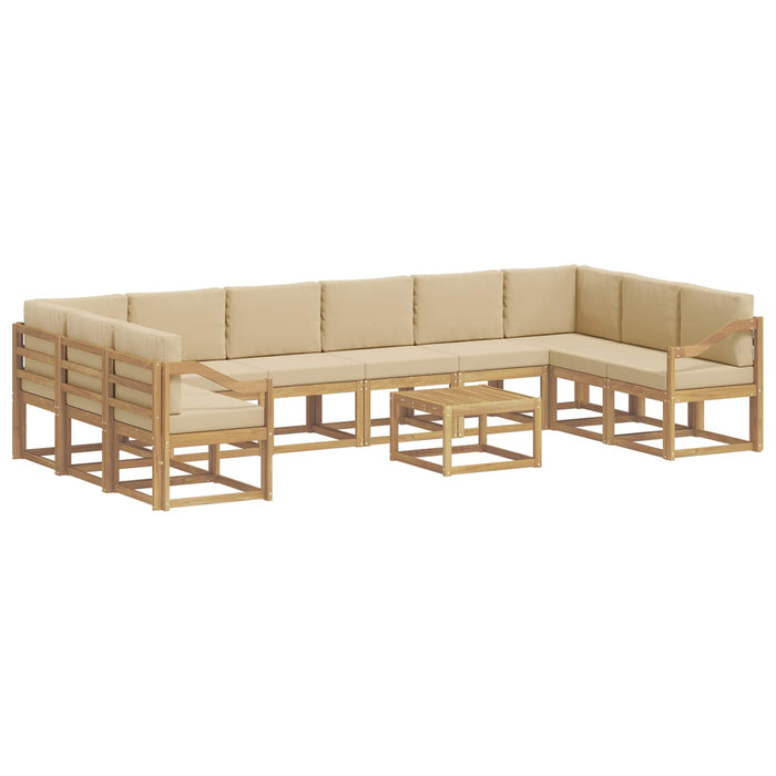 Set de canapele de exterior cu pernă 11 pcs Alb și Bej WALTI