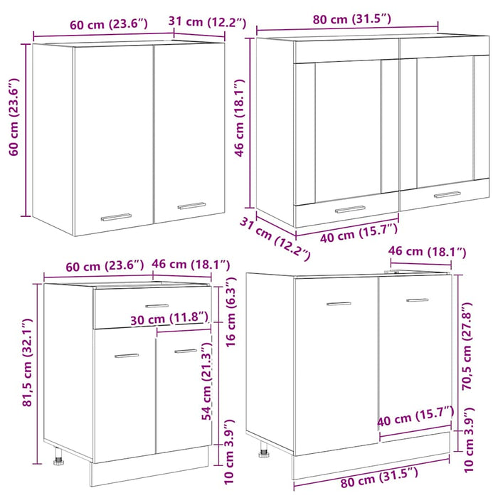 Set dulapuri de bucătărie cu sertar Lyon 4 pcs sonoma gri - WALTI WALTI