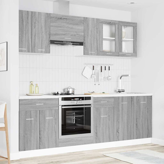Set de dulapuri de bucătărie 8 Piese Gri Sonoma Lemn prelucrat - WALTI WALTI