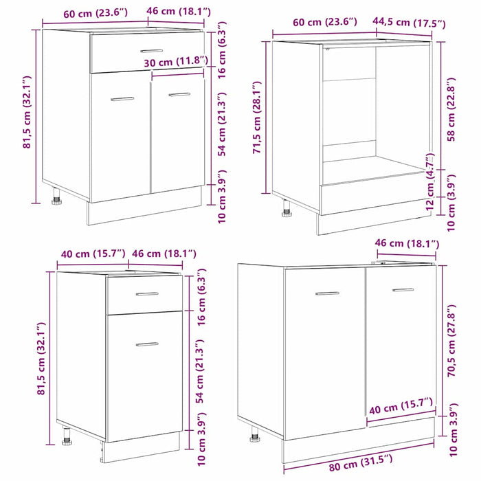 Set de dulapuri de bucătărie 8 Piese Gri Sonoma Lemn prelucrat - WALTI WALTI