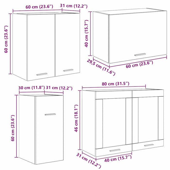 Set de dulapuri de bucătărie 8 Piese Gri Sonoma Lemn prelucrat - WALTI WALTI