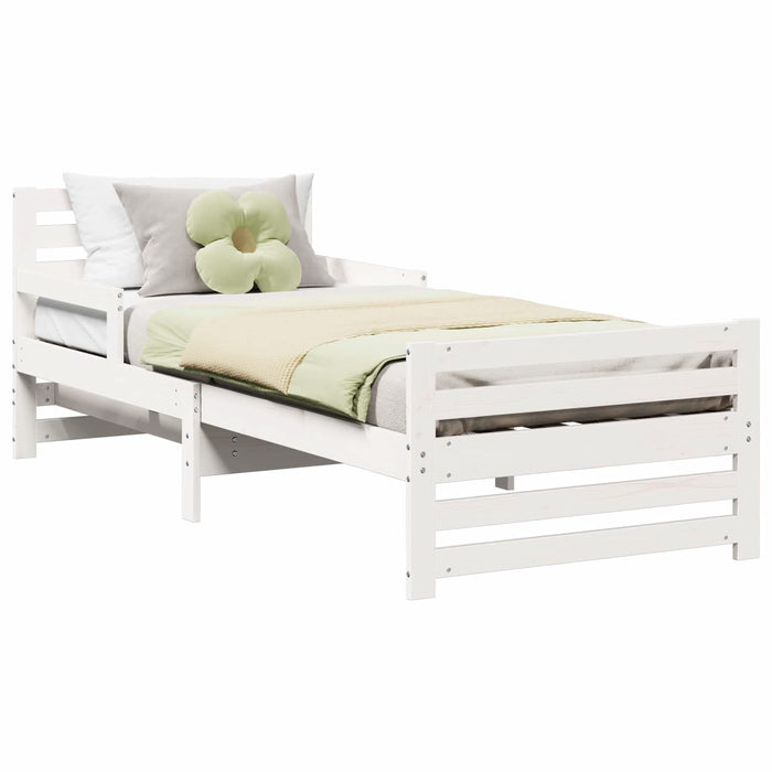 Cadru de pat cu headboard Alb 80 x 200 cm Lemn compozit - WALTI WALTI
