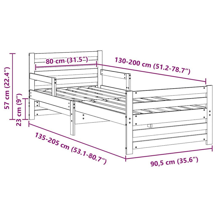 Cadru de pat cu headboard Alb 80 x 200 cm Lemn compozit - WALTI WALTI