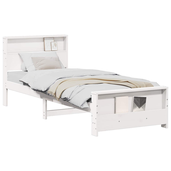 Cadru de pat cu headboard Alb 100 x 200 cm Lemn compozit - WALTI WALTI