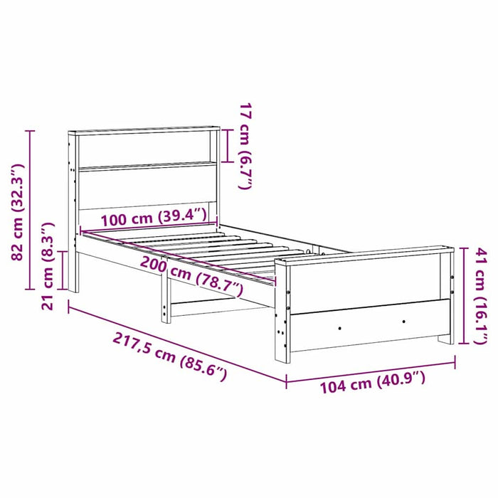 Cadru de pat cu headboard Alb 100 x 200 cm Lemn compozit - WALTI WALTI