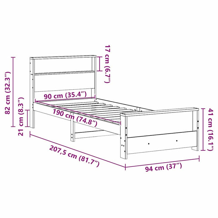 Cadru de pat cu headboard Maro 90 x 190 cm Lemn compozit - WALTI WALTI