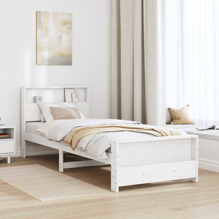 Cadru de pat cu headboard Alb 90 x 190 cm Lemn compozit - WALTI WALTI