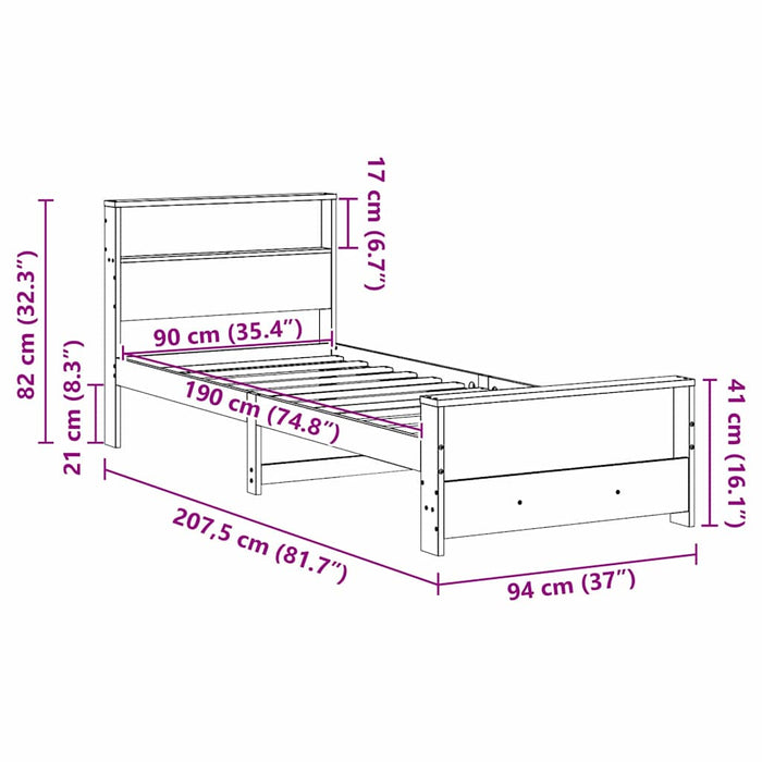 Cadru de pat cu headboard Alb 90 x 190 cm Lemn compozit - WALTI WALTI